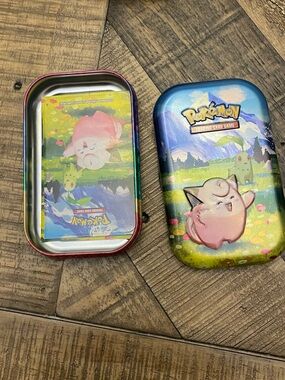 Pokémon TCG:metal tin featuring Clefairy-listing for tin and sticker only